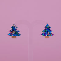 Colour Pop Confetti Christmas Tree Studs - Blue *SAMPLE*