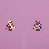 Colour Pop Confetti Christmas Tree Studs - Gold