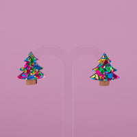 Colour Pop Confetti Christmas Tree Studs - Green