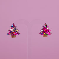 Colour Pop Confetti Christmas Tree Studs - Pink