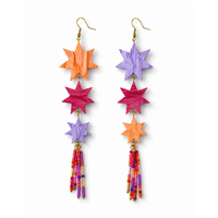 Triple Star Beaded Dangle Earrings - Tropical