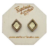 Leather Inlay Stud Earrings - Diamonds