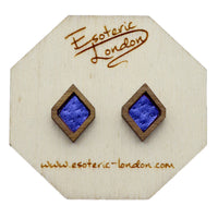 Leather Inlay Stud Earrings - Diamonds