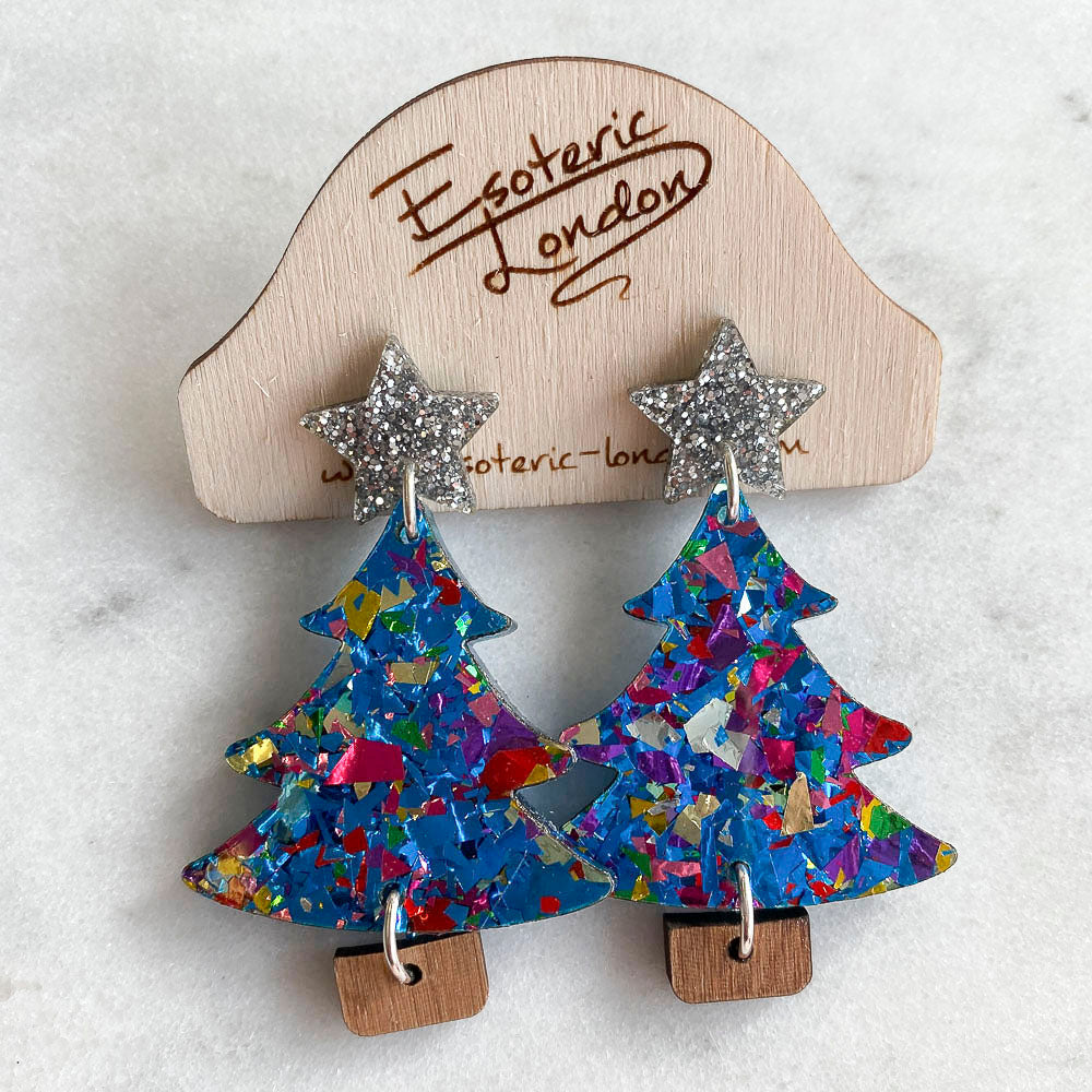 Colour Pop Confetti Tree Christmas Dangle Earrings