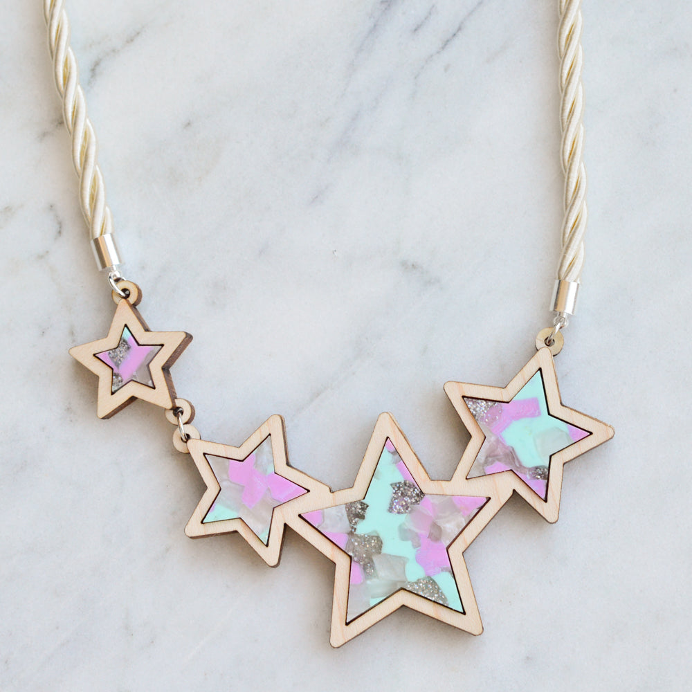 Recycled Acrylic Shooting Star Necklace - Unicorn Mix (Lilac & Turquoise)