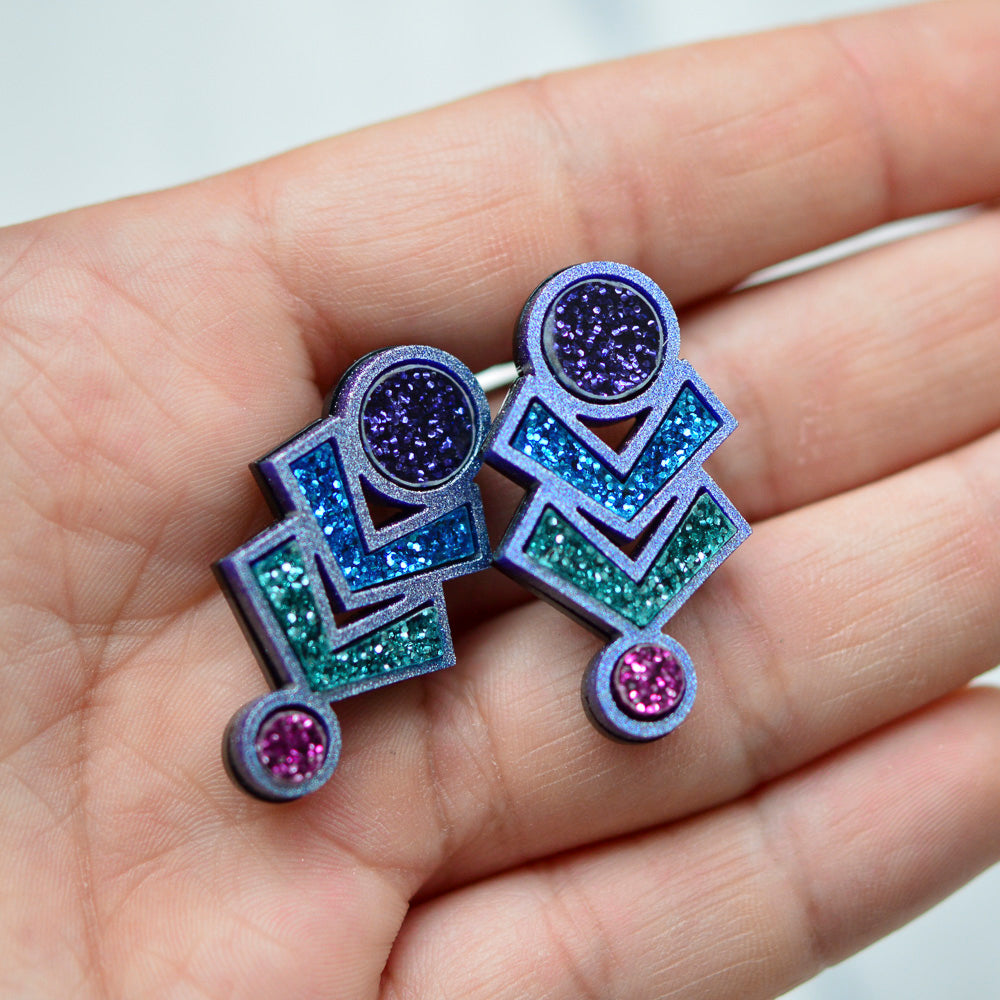 Glitter Amulet Stud Earrings
