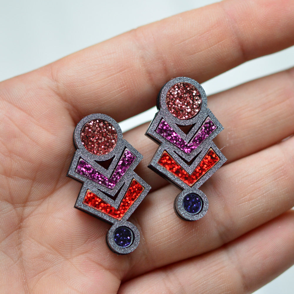 Glitter Amulet Stud Earrings