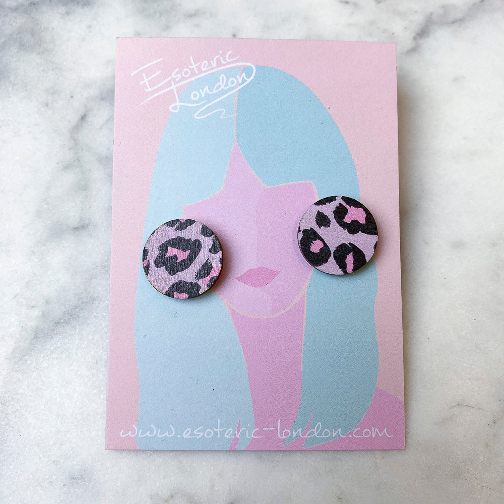 Wild Lilac Cheetah Print Stud Earrings
