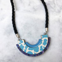 Wild Blue Cow Print Statement Bib Necklace