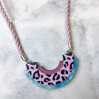 Wild Lilac Cheetah Print Statement Bib Necklace