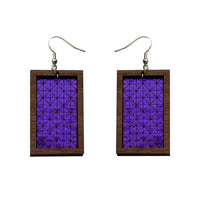 Leather Inlay Dangle Earrings - Rectangles
