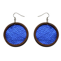 Leather Inlay Dangle Earrings - Circles