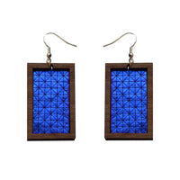 Leather Inlay Dangle Earrings - Rectangles